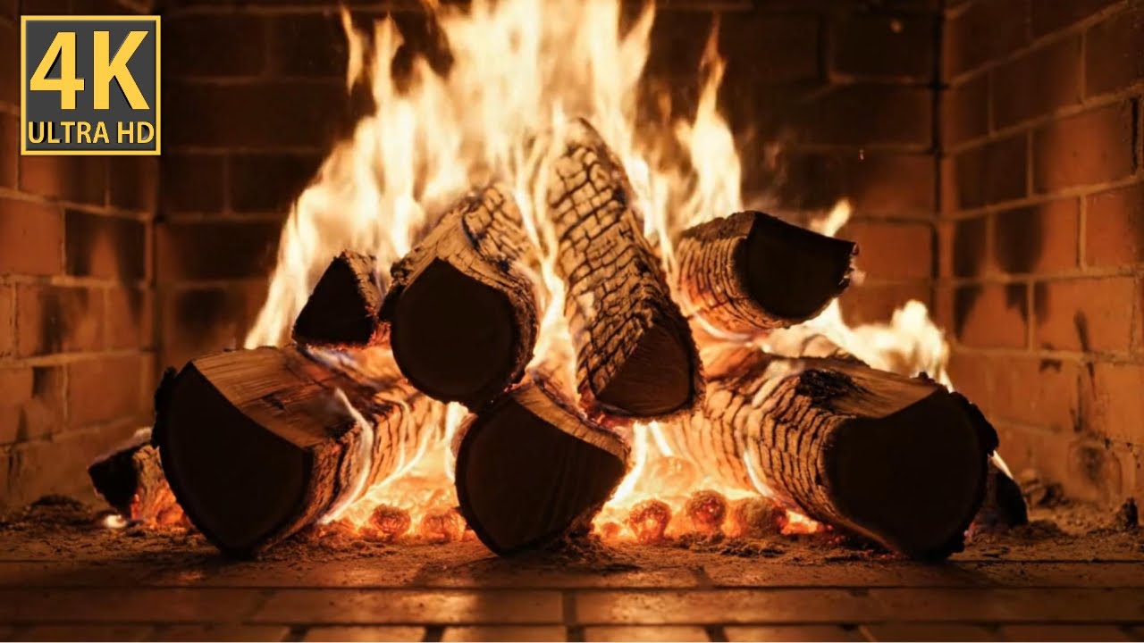 🔥 4K Cozy Fireplace Ambience with Soft Crackling Logs and Warm Fire ...