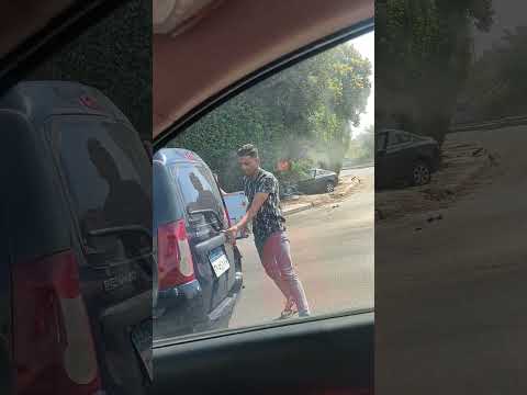 حريق سياره قدام الرحاب