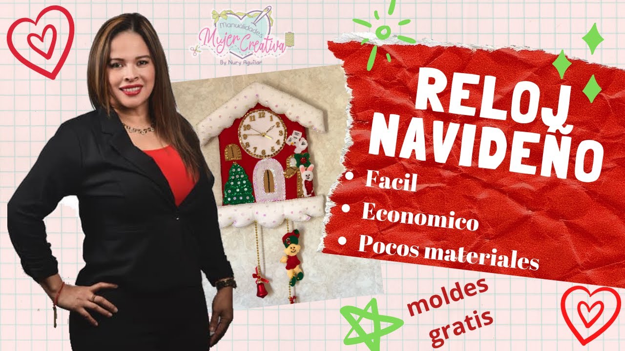 Como hacer un Reloj Navideño paso a paso con moldes gratis