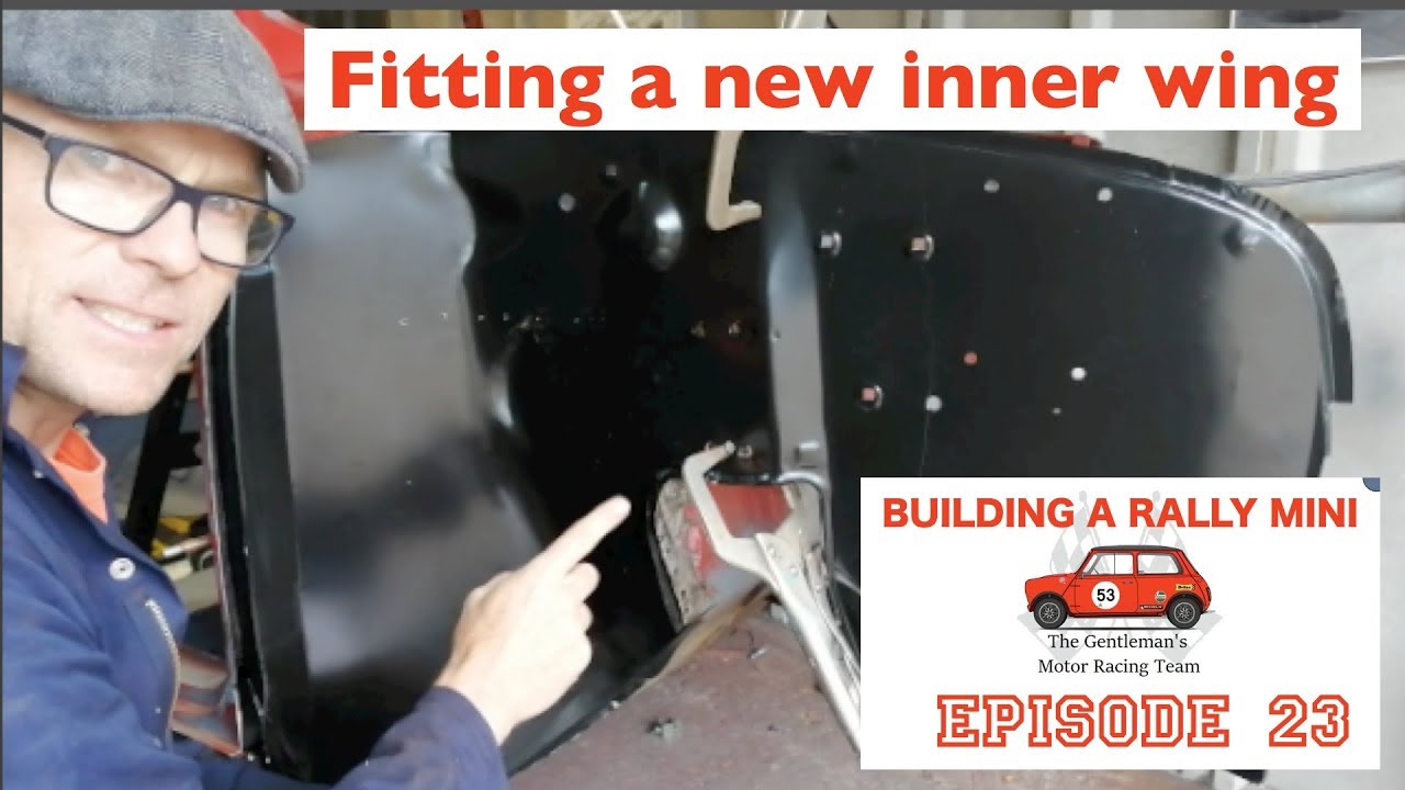 Building a classic rally mini Part 23 fitting inner wing - YouTube