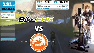 Climbing Alpe du Zwift on Concept 2 BikeErg