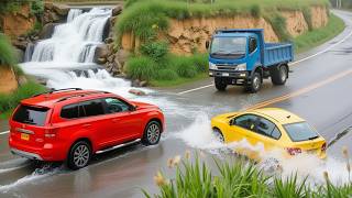 Cars vs Fast Flowing River Challenge #1 in BeamNG Drive! screenshot 5