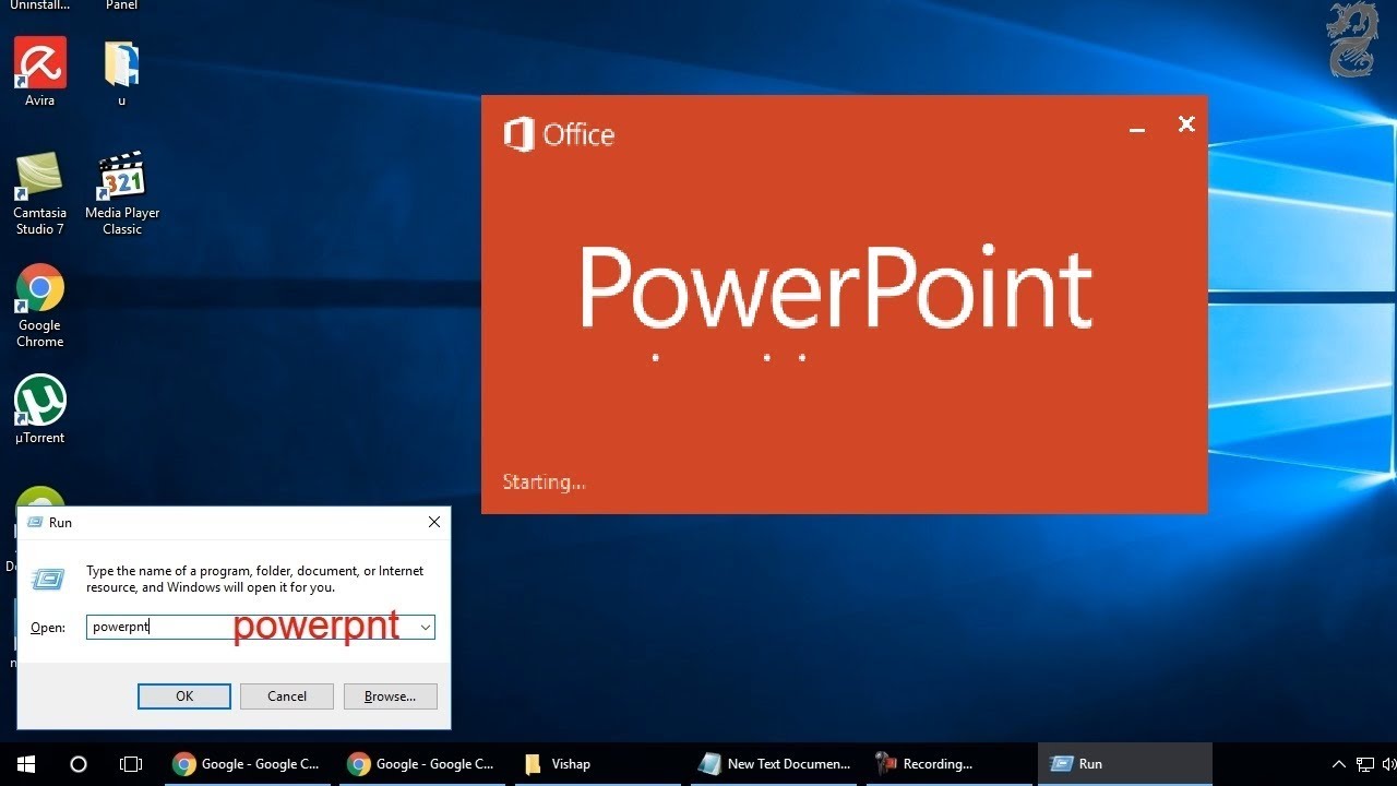 run powerpoint presentation in window