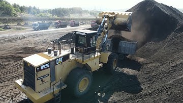 Caterpillar 992G Wheel Loader Loading Coal On Trucks With One Pass - Sotiriadis/Labrianidis Mining