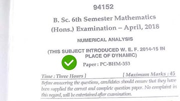 Mdu BSc 6th Sem Numerical Analysis Question Paper