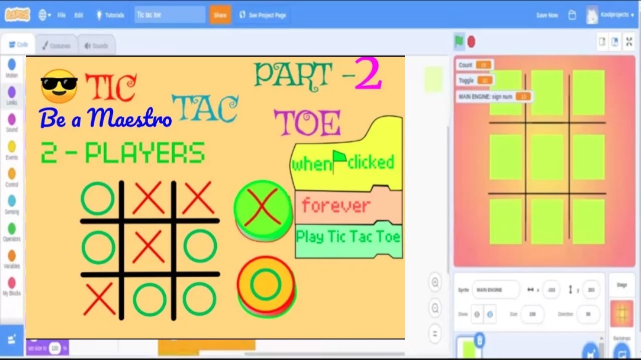 Scratch TIC TAC TOE |Part 2|Complete tutorial with codes - YouTube