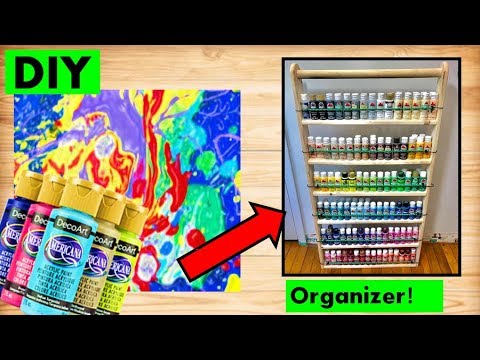 Dollar tree paint shelf DIY / craft room organization / paint