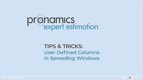 Tips & Tricks - User Defined Columns in Spreading Windows - Pronamics cost estimating software