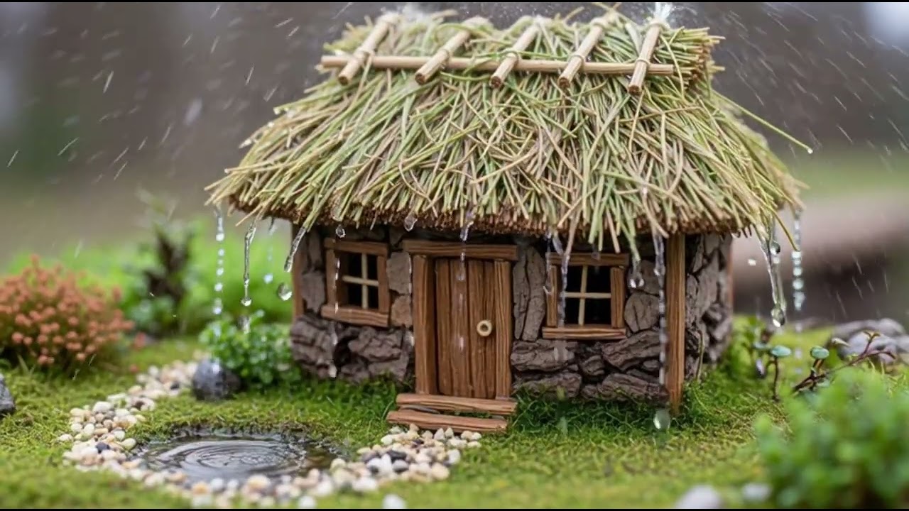 Light Day Rain at a Bamboo House – Peaceful Nature Sounds for Study & Relax