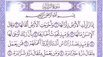شيخ فارس عباد سورة اْلّزٌْلٰٓزَلٌْةًُّ مكتوبة كاملة