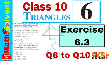 Exercise 6.3 class 10 Q8 to Q10 | Triangle Chapter 6 Based on BPT Theorem | By RK Sir
