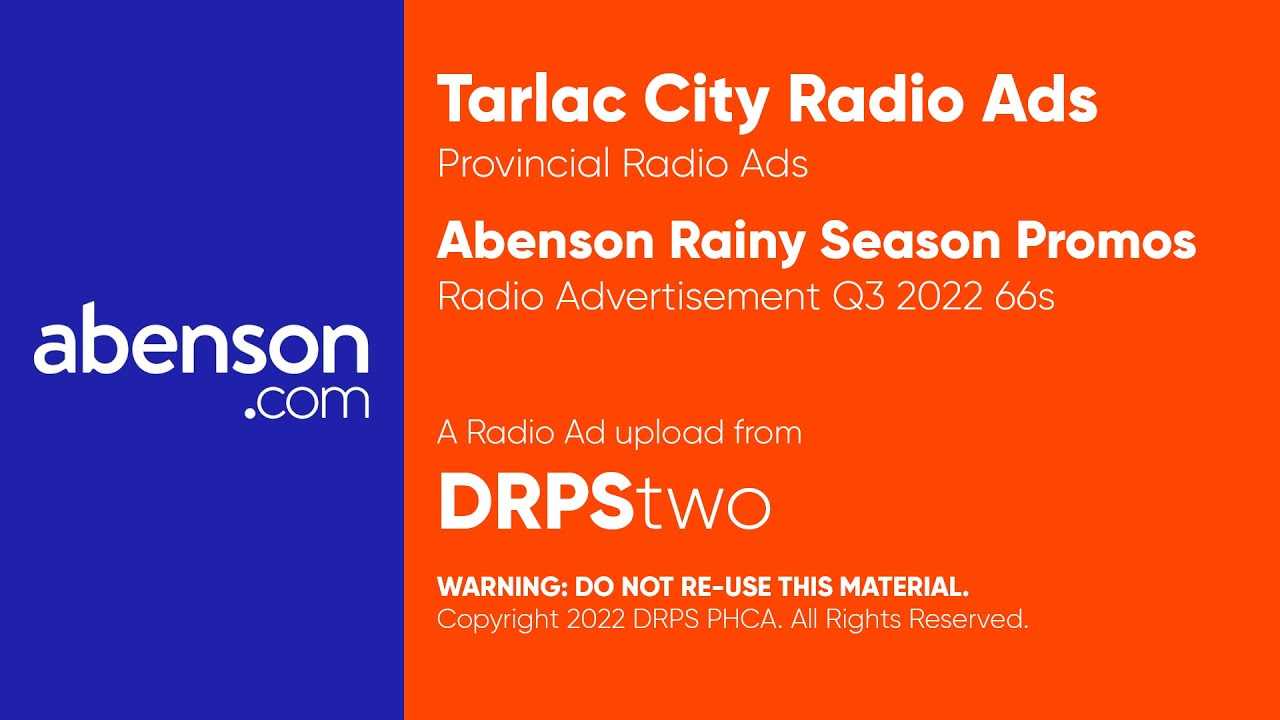 Abenson Rainy Season Promos Radio Ad Q3 2022 66s (Tarlac) YouTube
