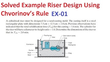 Riser Design in Metal casting | Metal Casting Solved Example Problem | Using Chvorinov