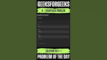 0 - 1 Knapsack Problem | GeeksForGeeks POTD💚🖤 | Solution 👆🏻🔗 #coding #gfg #potd #geeksforgeeks #dsa