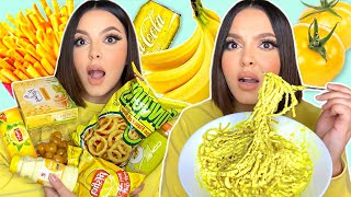 چالشی برای خوردن فقط یک رنگ در کل روز!! صبحانه و سحری زرد 😱🍌