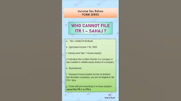 Who cannot File ITR 1 For F.Y. 2019-20 II ITR Form Series II ST Shots