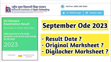 Nios Ode September Result Marksheet | Task Is Helping (NIOS) #nios #exam #practical #ode
