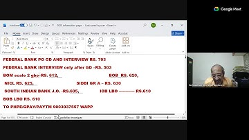 FED BANK GD GOOD SUCCESSES-- SIB,BOM,BOB, IOB NICL GD,INTERVIEW