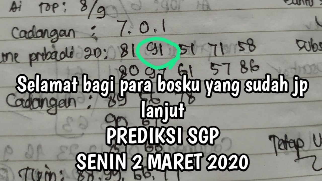 PREDIKSI SGP SENIN 2 MARET 2020 ANGKA IKUT JITU YouTube