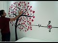 pintura decorativa - Pintando arvore de corações (quarto)