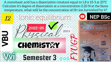 VBU semester 3 chemistry mj 4 vidya guess question answer 2022-26|| A monobasic acid has a..#vbu....