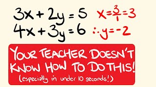 How to Solve Simultaneous Equations in under 10 Seconds - Algebra Math Trick