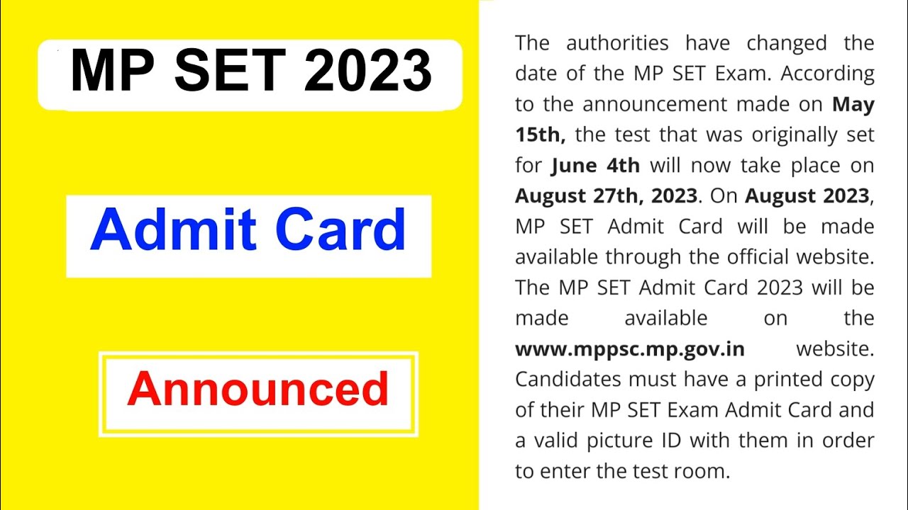 MP SET Admit Card 2023 | How to check Admit Card Full Details Explained | MDE