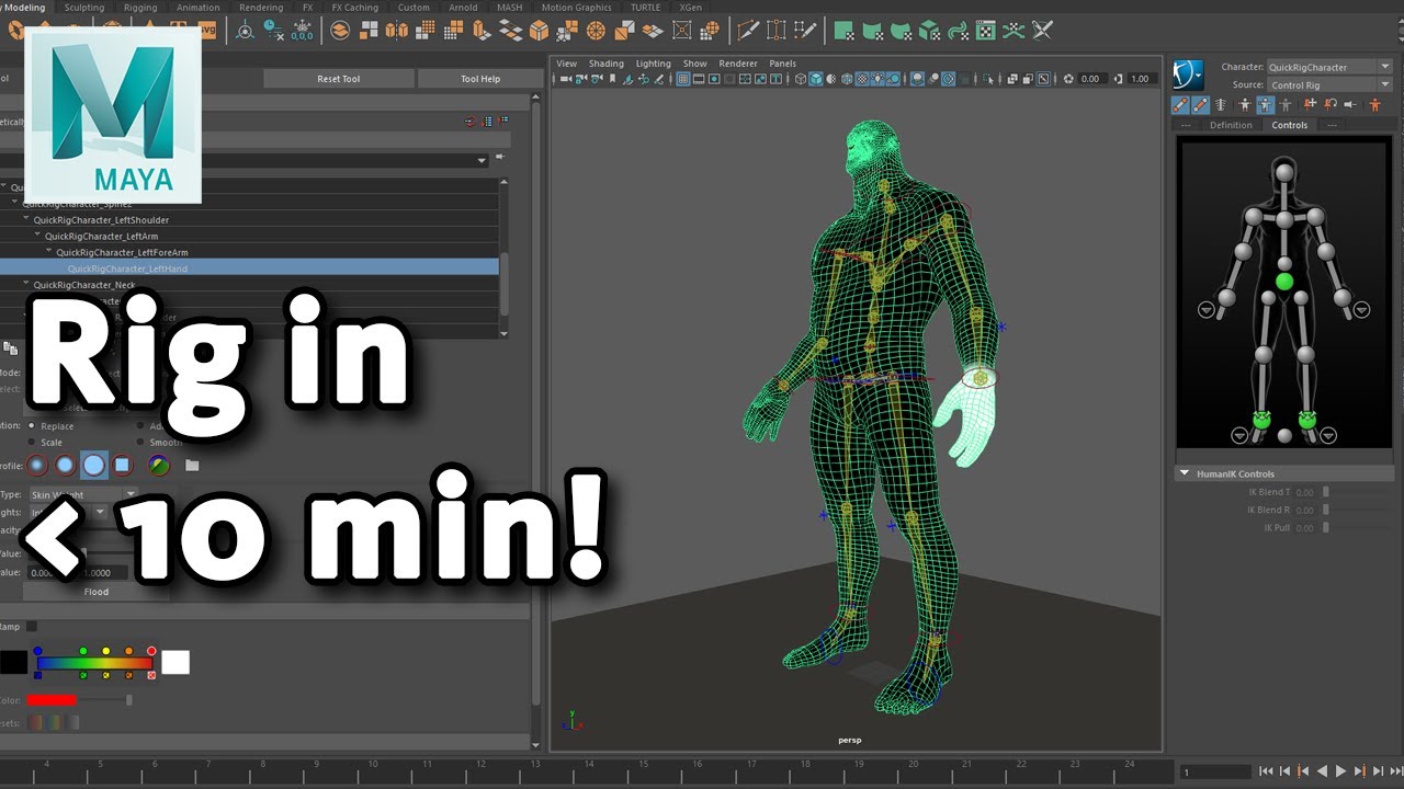 rigging แปลว่า  New Update  Quick Rigging and Skinning a character for beginners