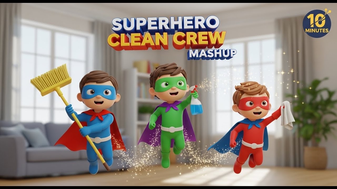 Superhero Clean Crew Mashup | 10 Minutes of Cleaning Fun for Kids ...