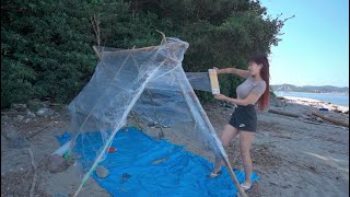 【無人島】サランラップで作ったテントが...
