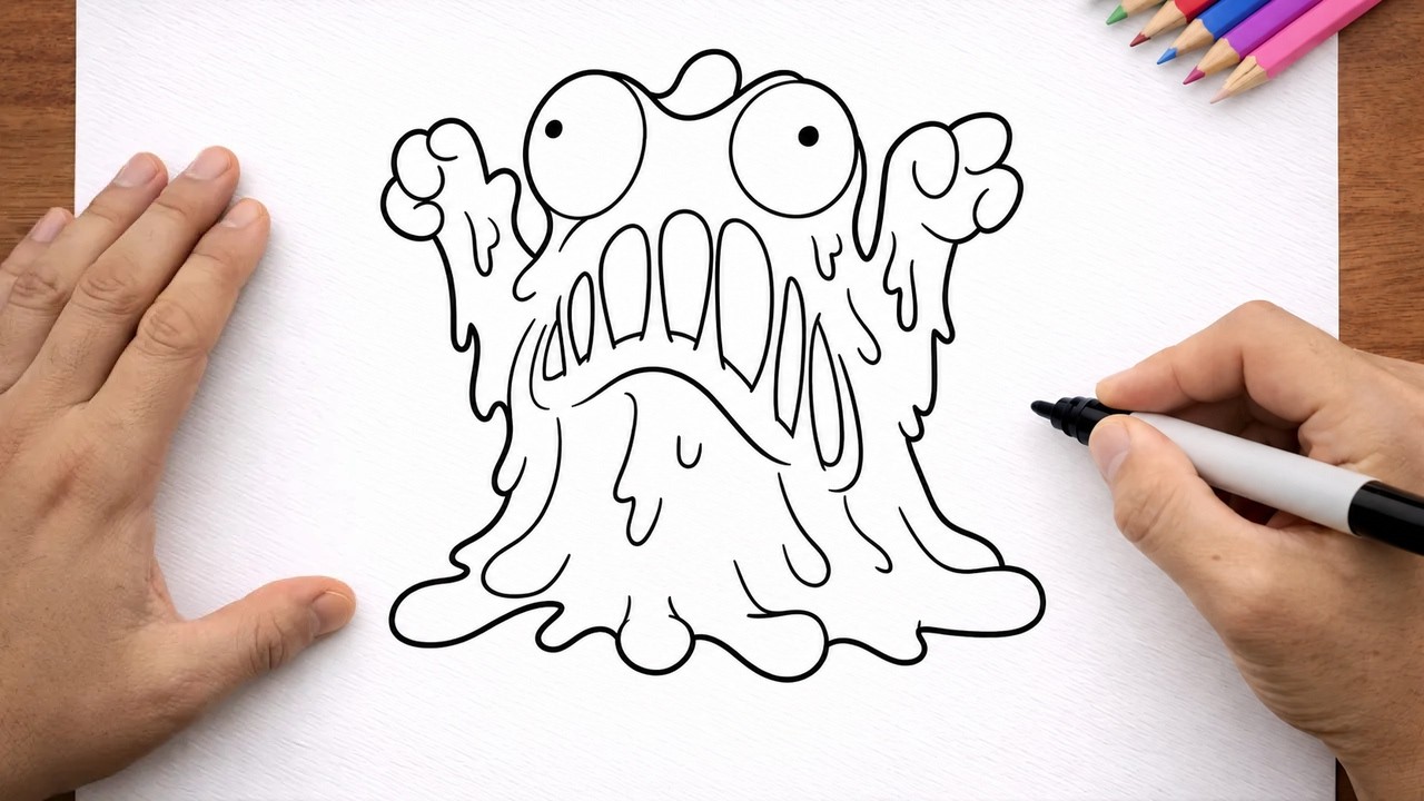 How to Draw an Angry Slime Monster 👹 | Easy Step by Step Drawing