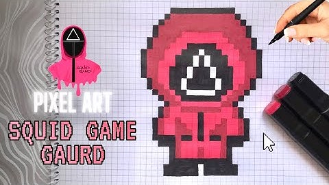 Pixel Art Tutorial: Drawing SQUID GAME GAURD Step by Step