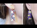 【DIY】How to make beaded earrings by flat square stitch【Tutorial】ビーズステッチ花柄ビーズピアスの作り方四方织缝法制作花形图案串珠流苏耳饰