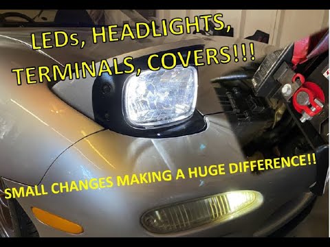 NEW FD RX-7 LED Headlights, Refreshed Housings, and Battery Terminals!!