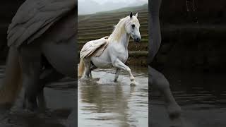 Pegasus dancing through flooded rice terraces
