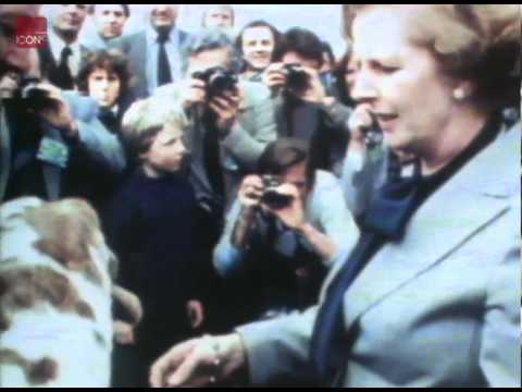Margaret Thatcher holding a calf while campaigning on a farm - YouTube