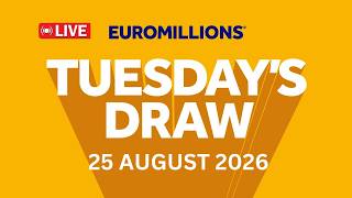 Information The National Lottery Euromillions Draw Live Results from Tuesday 25 Aug 2026 | Euromillions live Guide