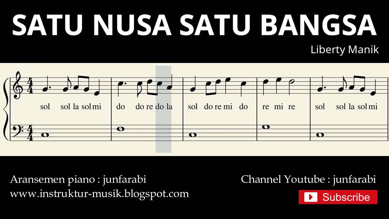 Not Balok Satu Nusa Satu Bangsa Lagu Wajib Nasional Doremi