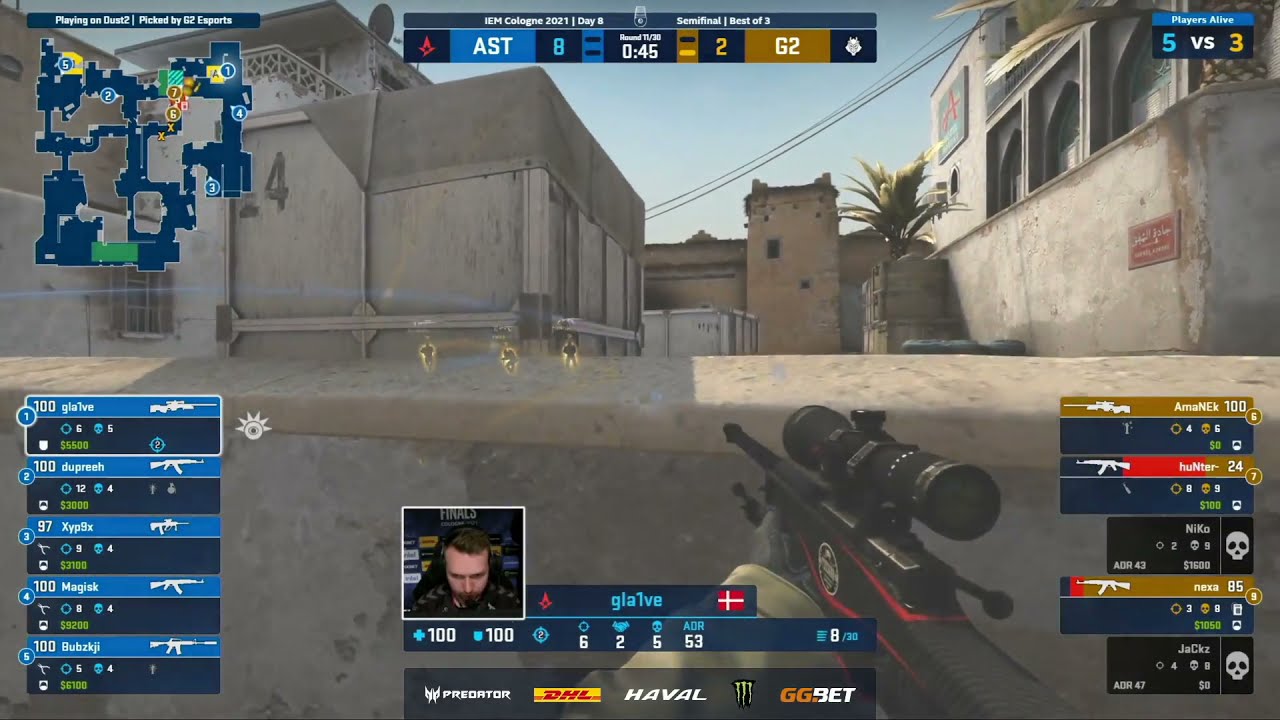 G2 vs Astralis: Жесткий КвадроКилл c AWP от Gla1ve, IEM Cologne 2021