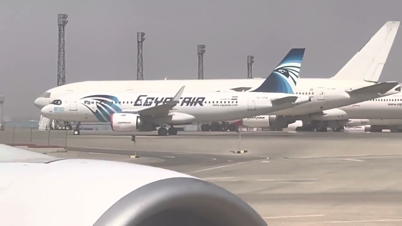 Emirates’ A380 pushback and takeoff from Cairo International Airport