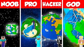 Minecraft Battle: NOOB vs PRO vs HACKER vs GOD: INSIDE EARTH HOUSE BASE BUILD CHALLENGE / Animation