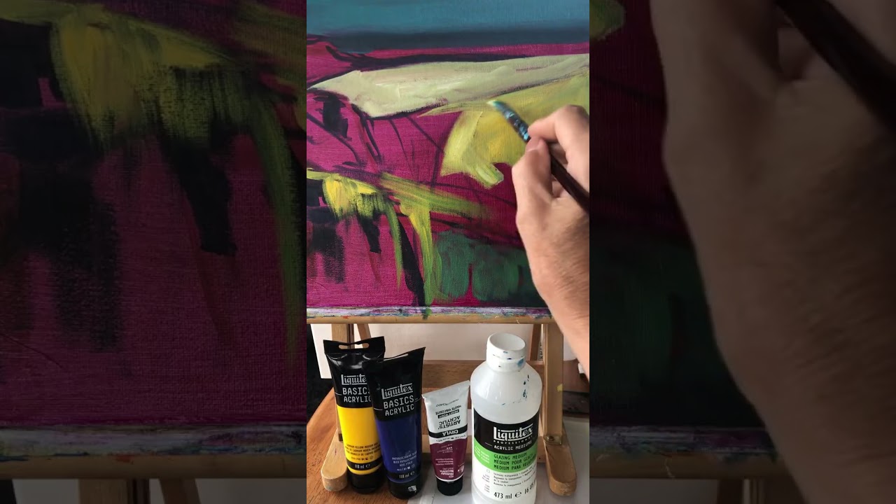 Live highlight of Underpainting for abstract landscape