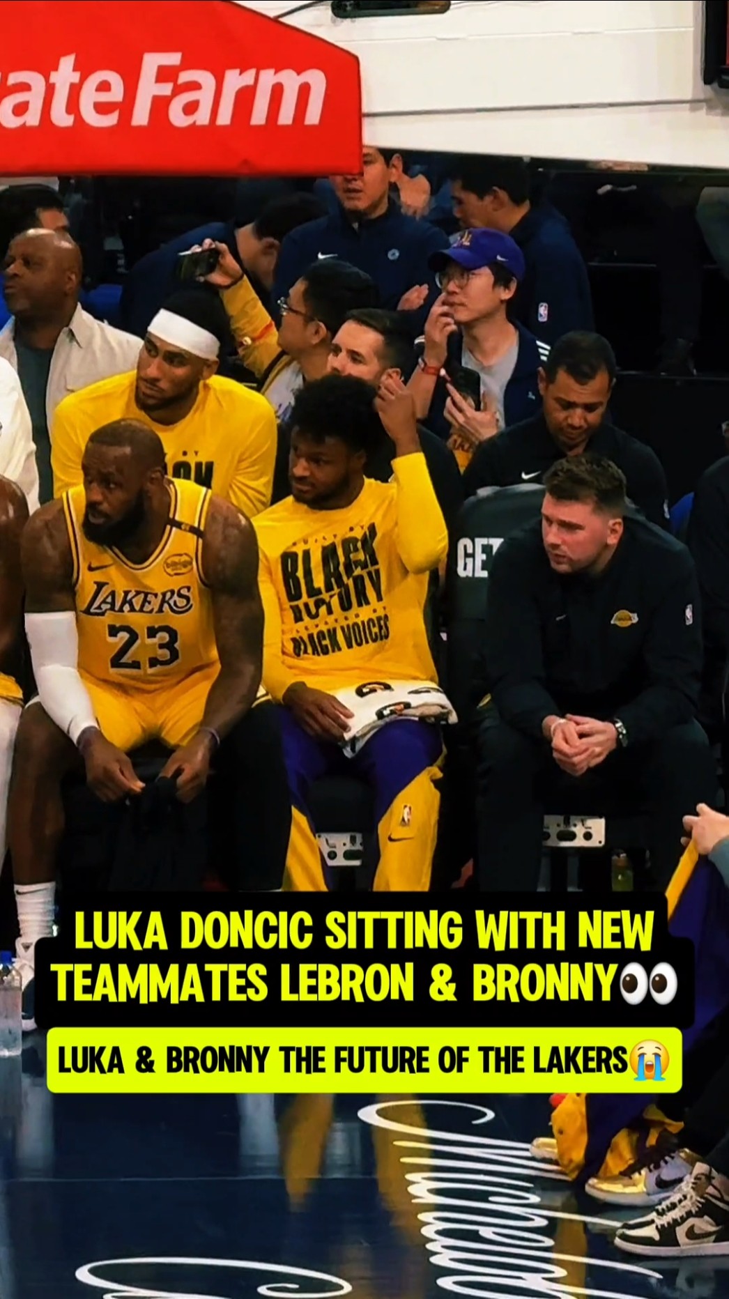 Luka sitting with Bronny \u0026 LeBron?