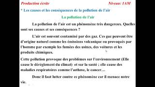 تعبير كتابي فرنسية تلوث الهواء سنة 1 متوسط - 1AM La pollution de l'air