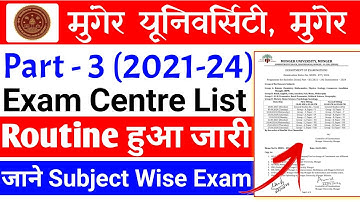 Munger University Part 3 2021-24 Exam Routine and Centre List जारी | Munger University Part 3 exam