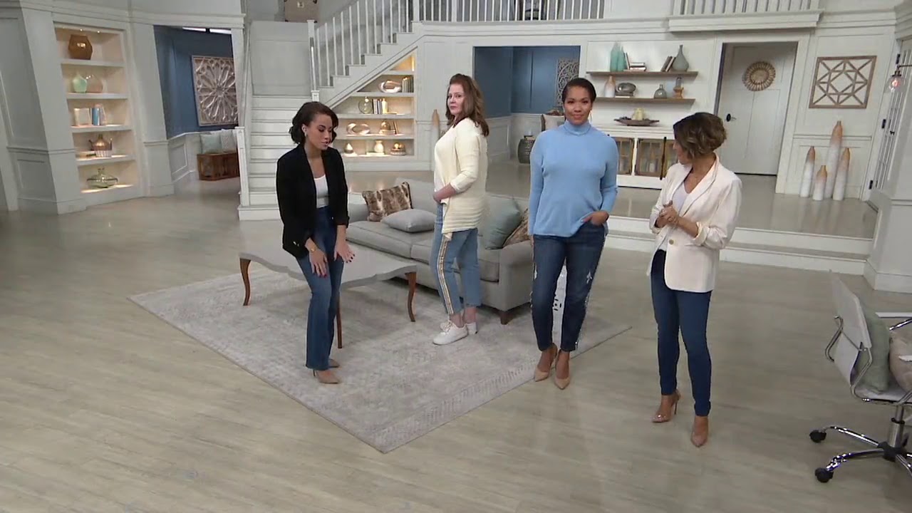 Laurie Felt Classic Denim Embellished Stripe Girlfriend Jean on QVC Laurie Felt Classic Denim Embellished Stripe Girlfriend Jean on QVC