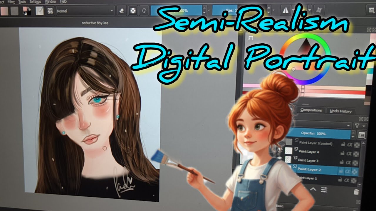 Rendering Expressive Blue Eyes & Lustrous Hair Tutorial (Semi Realism)