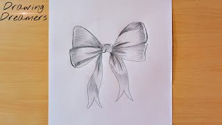 How to Draw Hair Bow || Hair Ribbon Pencil Sketch Easy
