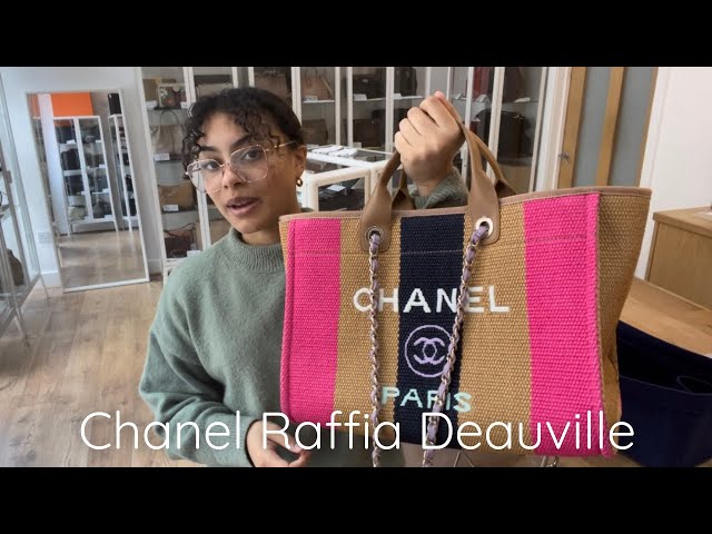 CHANEL Deauville Large Raffia Shopping Tote Bag Pink