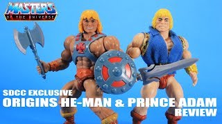 Masters of the Universe Origins He-Man & Prince Adam SDCC Exclusive Figures Review